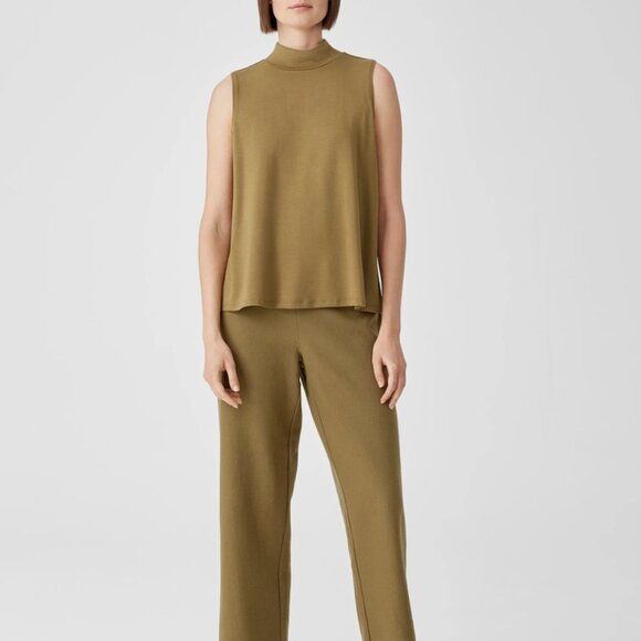 Eileen Fisher Butternut Basic Length Fine Jersey Mock Neck Tank - Picture 2 of 6